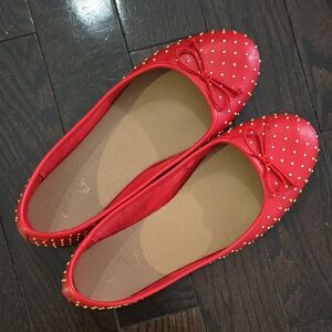 Brash Red Studded Ballet Flats